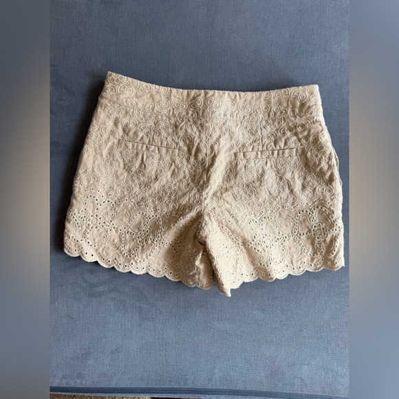 Elevenses By Anthropologie Scalloped Eyelet Shorts Womens SZ 4 Lined Side Zip - Picture 5 of 11